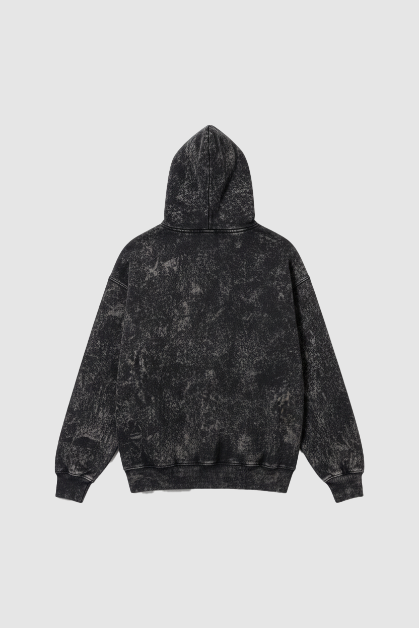 Jet Black Stone Wash Hoodie