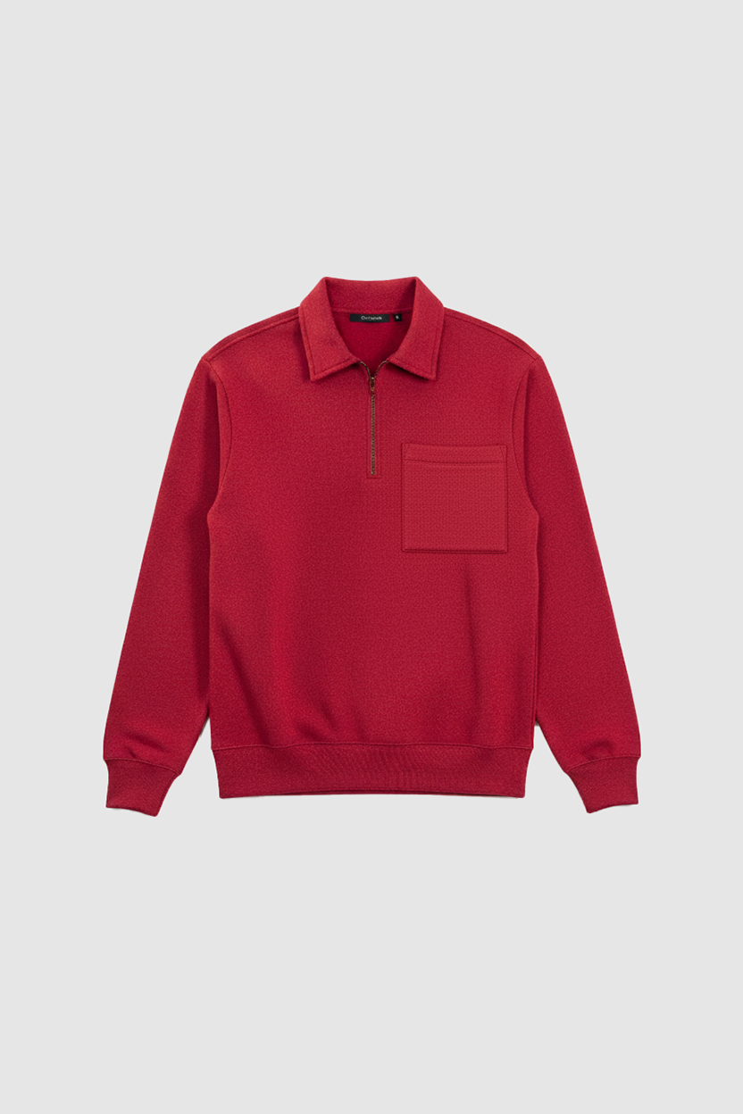 Burgundy Half Collar Zipper