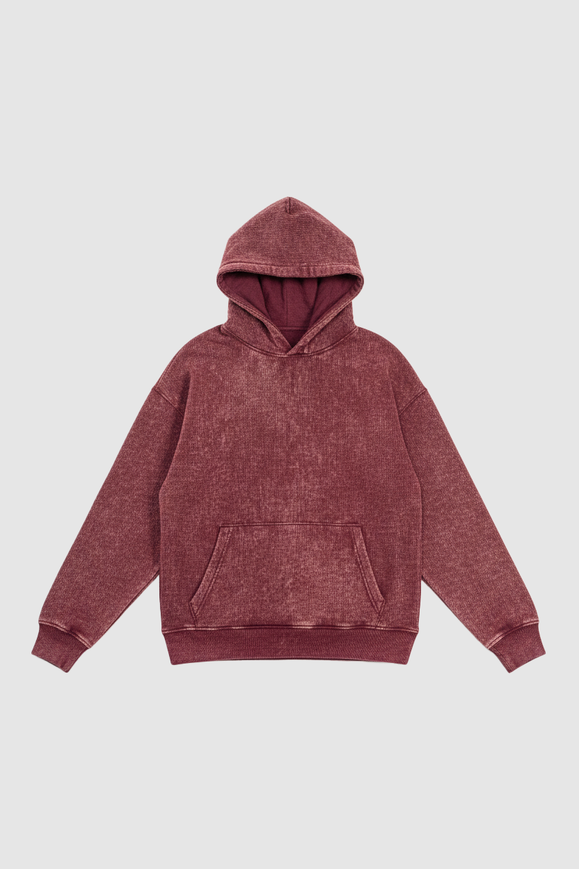 Burgundy Stone Wash Hoodie