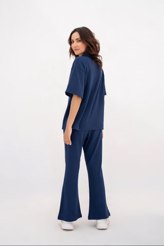 Navy Button Up Co ord set Women