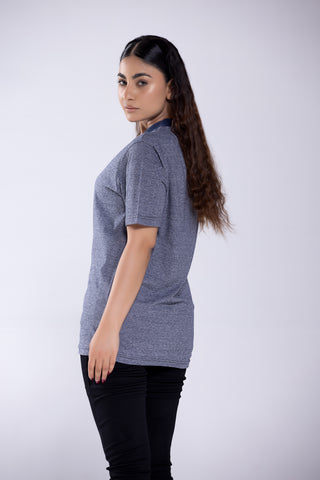 Tee Navy Milange Striper Women