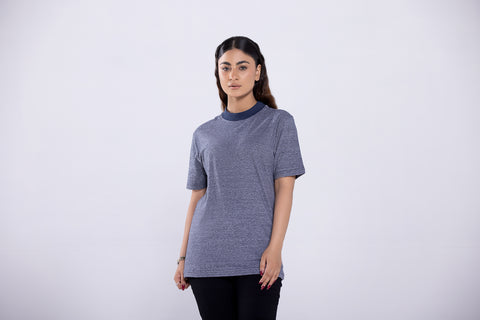 Tee Navy Milange Striper Women