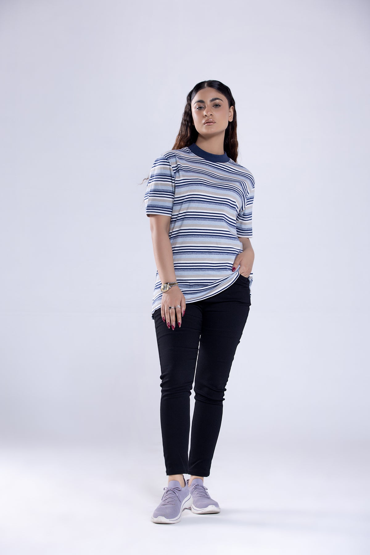 Tee Navy Striper Women