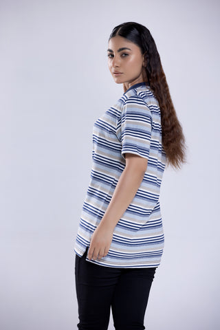 Tee Navy Striper Women