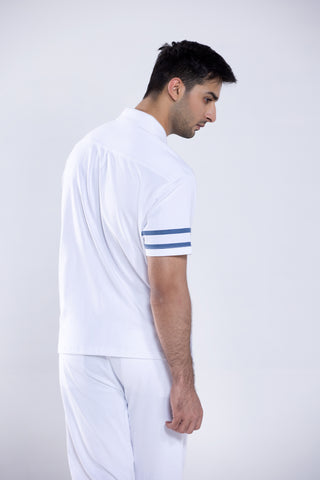 Crisp White Button-Up Co ord Set Men