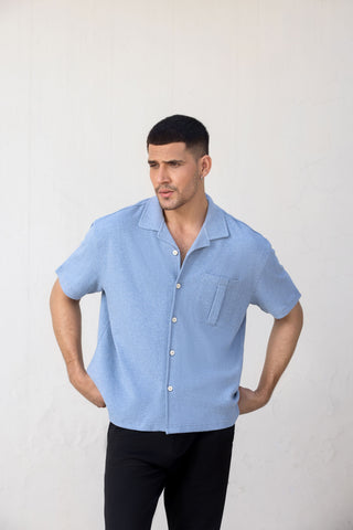 Sky BlueButton Up T-Shirt