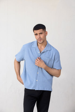 Sky BlueButton Up T-Shirt