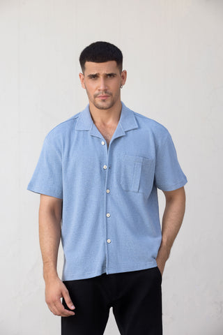 Sky BlueButton Up T-Shirt