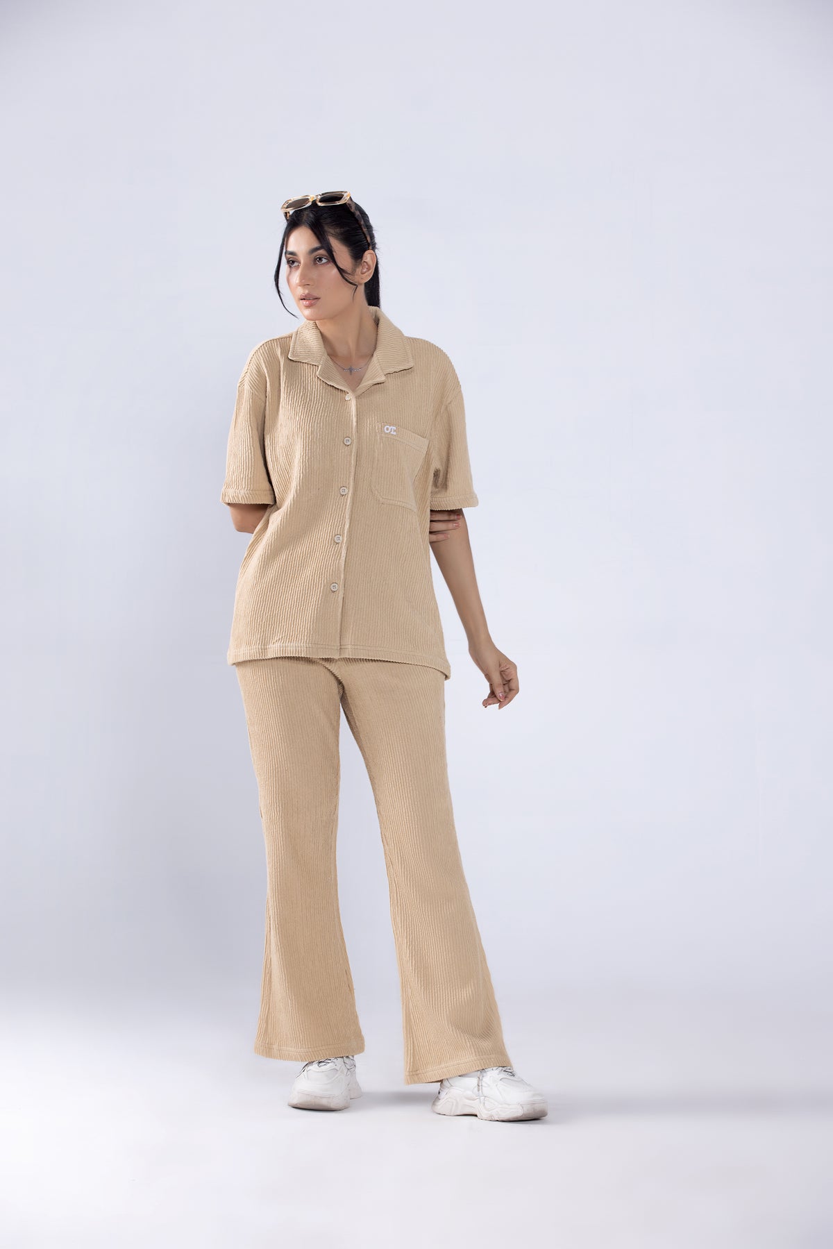 Almond Buff Button-Up Co ord Set Women