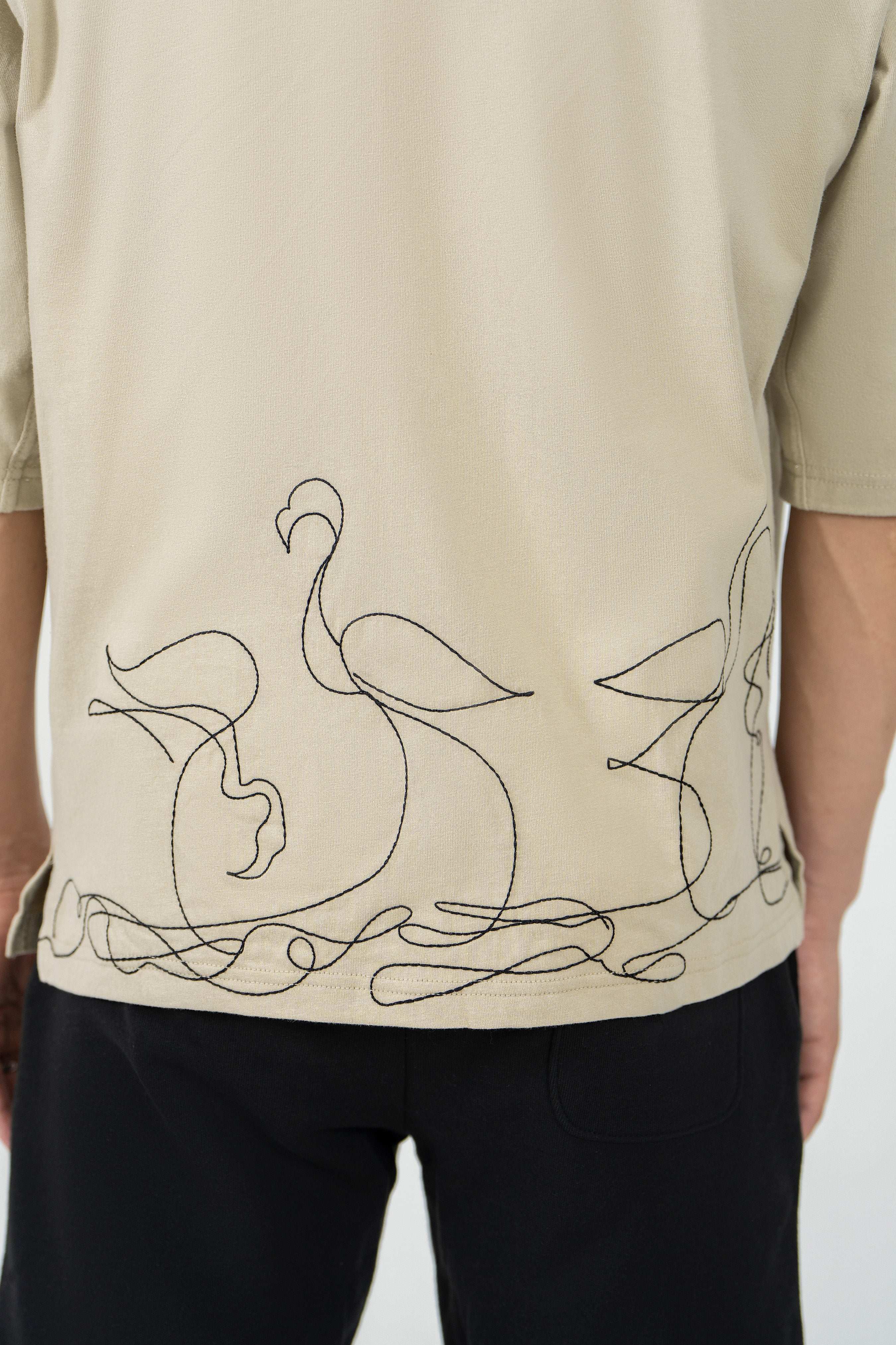 V-Collar Embroidered Shirt