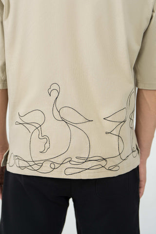 V-Collar Embroidered Shirt