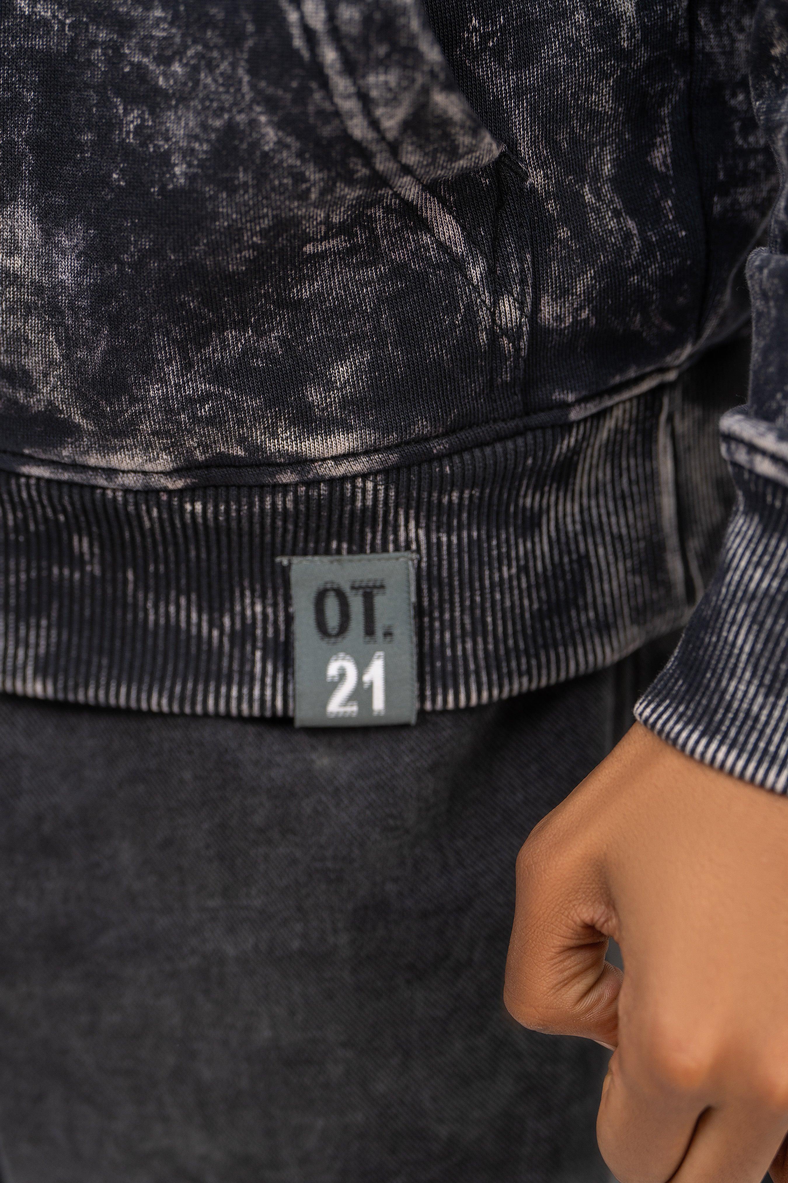 Jet Black Stone Wash Hoodie