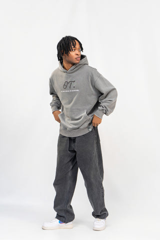 Acid Grey Stone Wash Hoodie