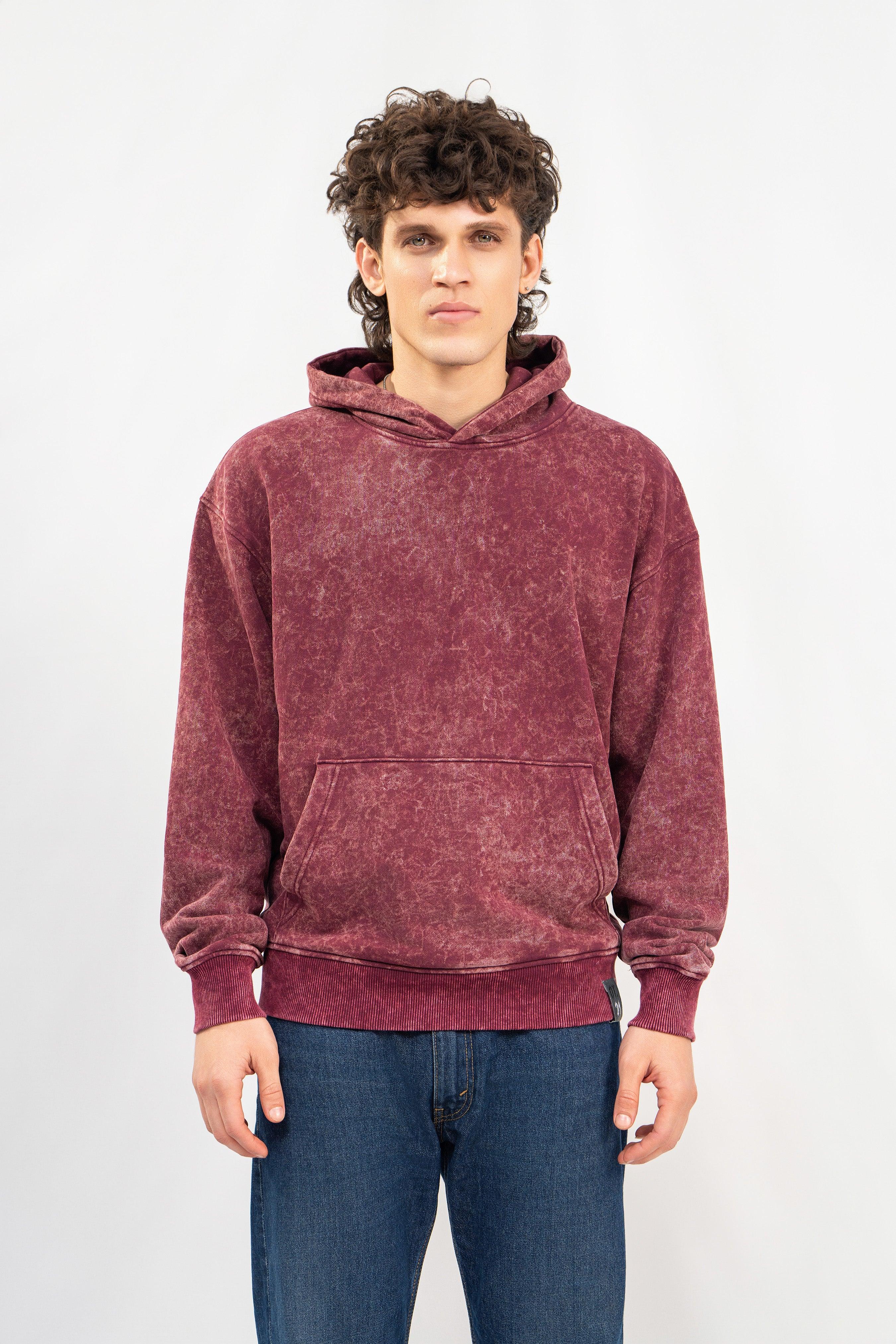Burgundy Stone Wash Hoodie
