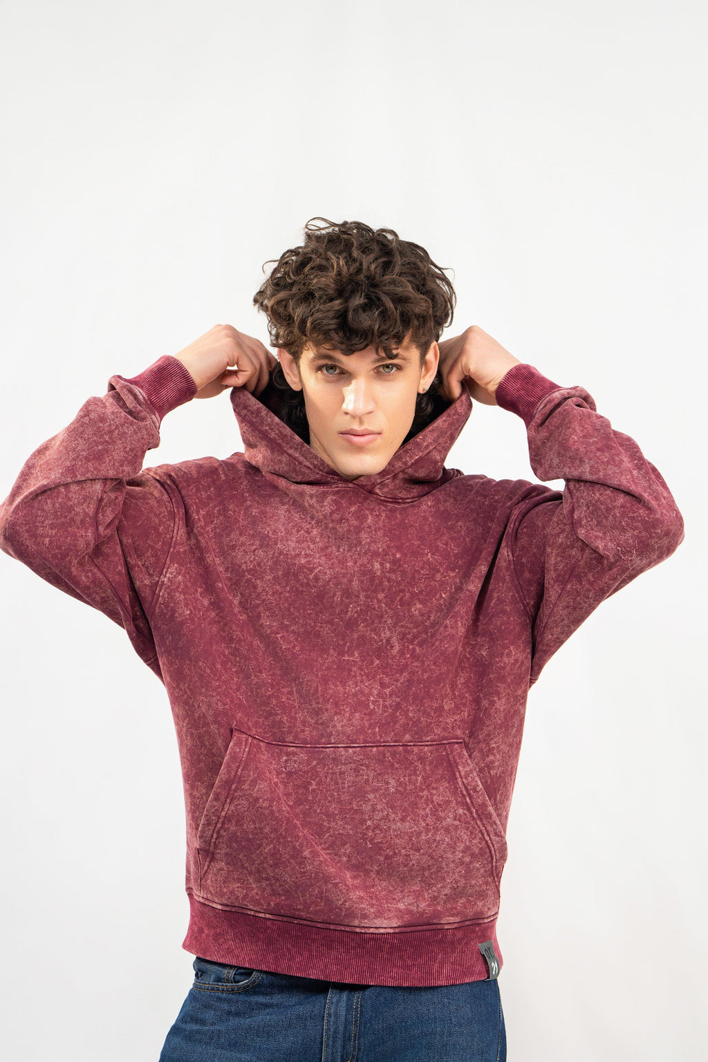 Burgundy Stone Wash Hoodie