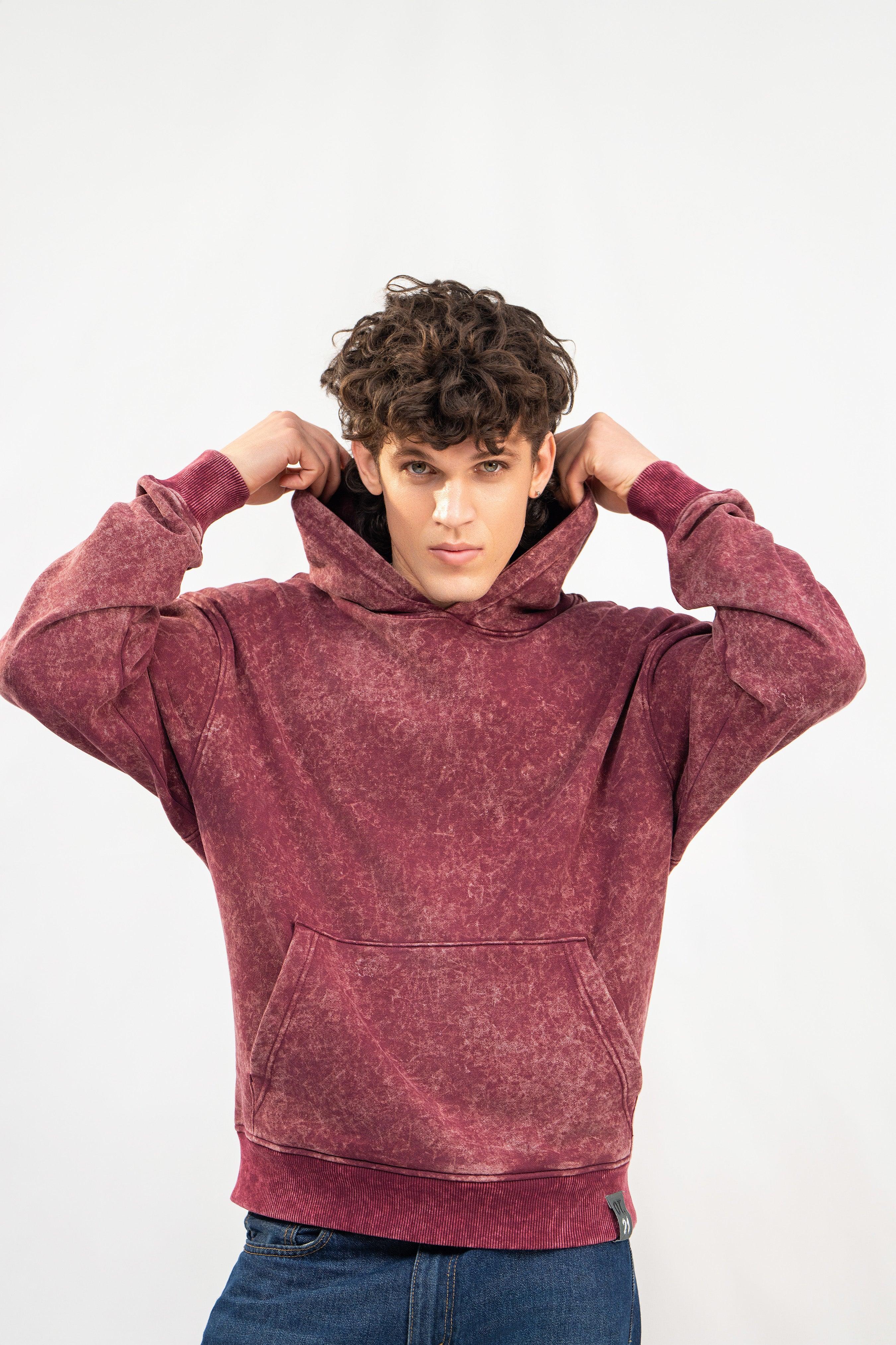 Burgundy Stone Wash Hoodie