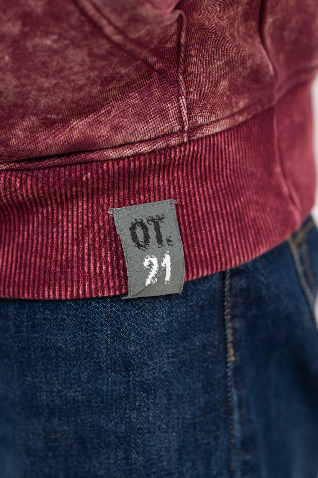 Burgundy Stone Wash Hoodie