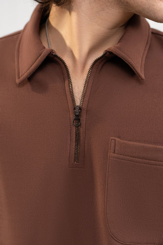 Wenge Half Collar Zipper