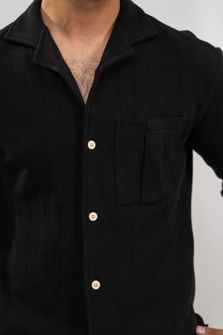 Jet Black Full Sleeve Button Up