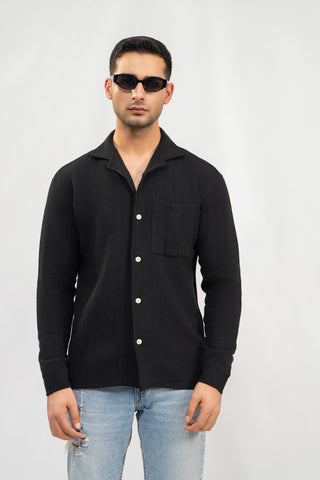 Jet Black Full Sleeve Button Up