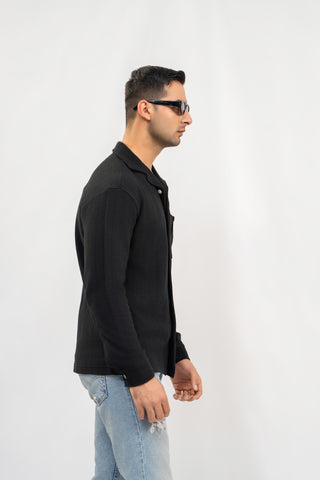 Jet Black Full Sleeve Button Up