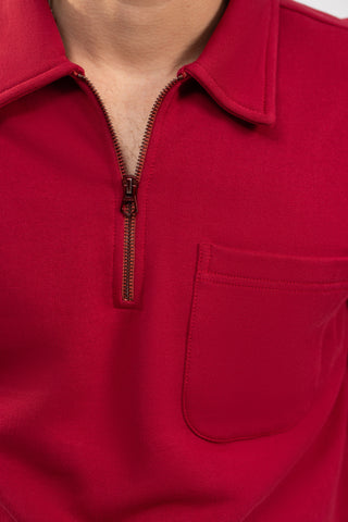 Burgundy Half Collar Zipper