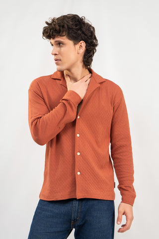 Peach Full Sleeve Button Up