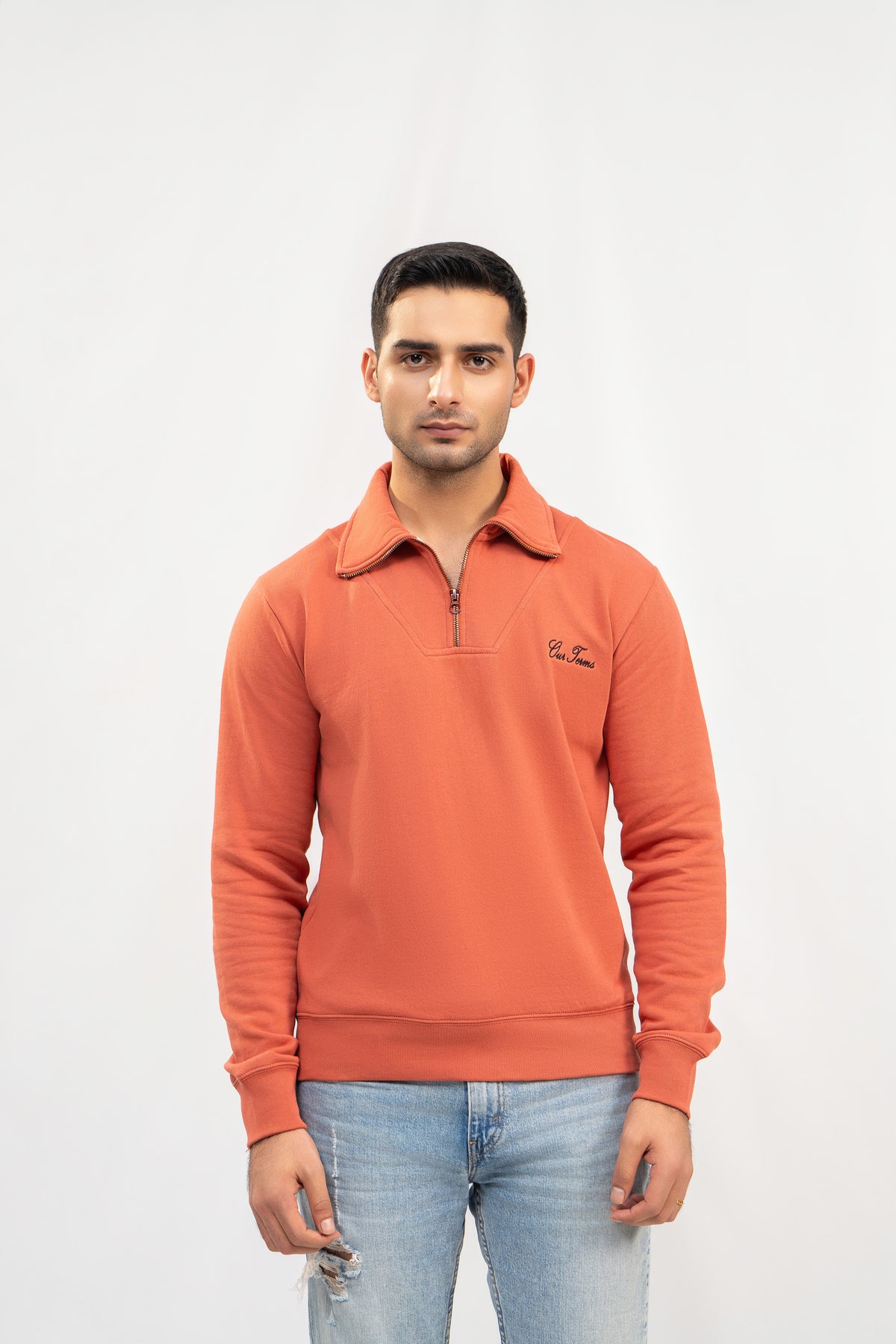 Terra Cotta Half Collar Zipper