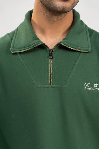 Forest Green Half Collar Zipper