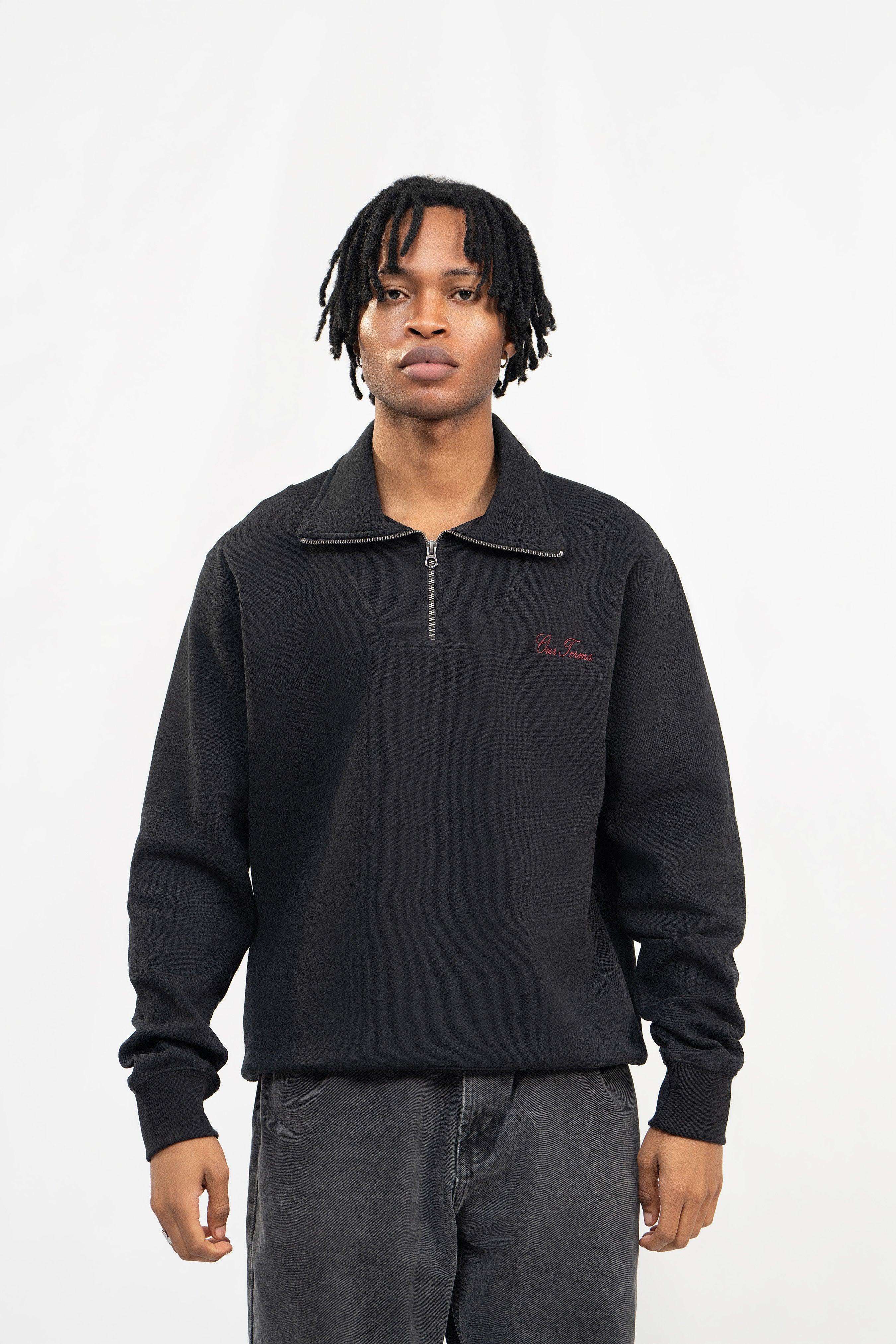 Jet Black Half Collar Zipper