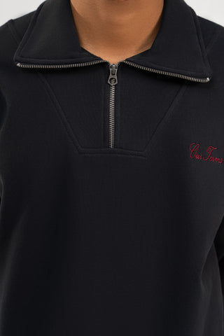 Jet Black Half Collar Zipper