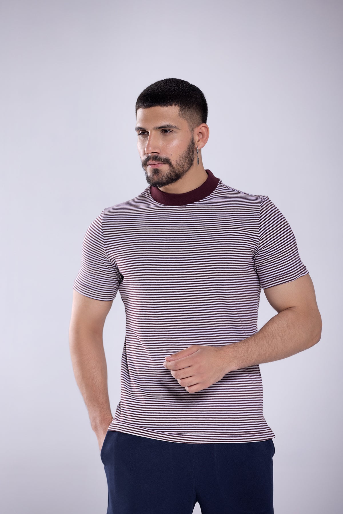 Tee Burgundy Striper Men