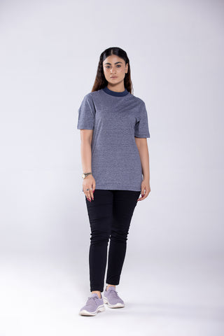 Tee Navy Milange Striper Women