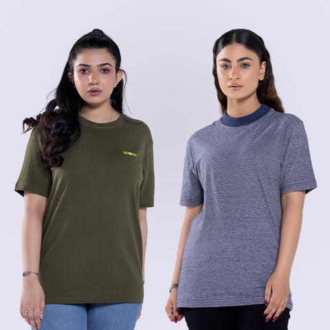 Pack Of 2 Tee Hemlock T-Shirt  & Tee Navy Milange Striper